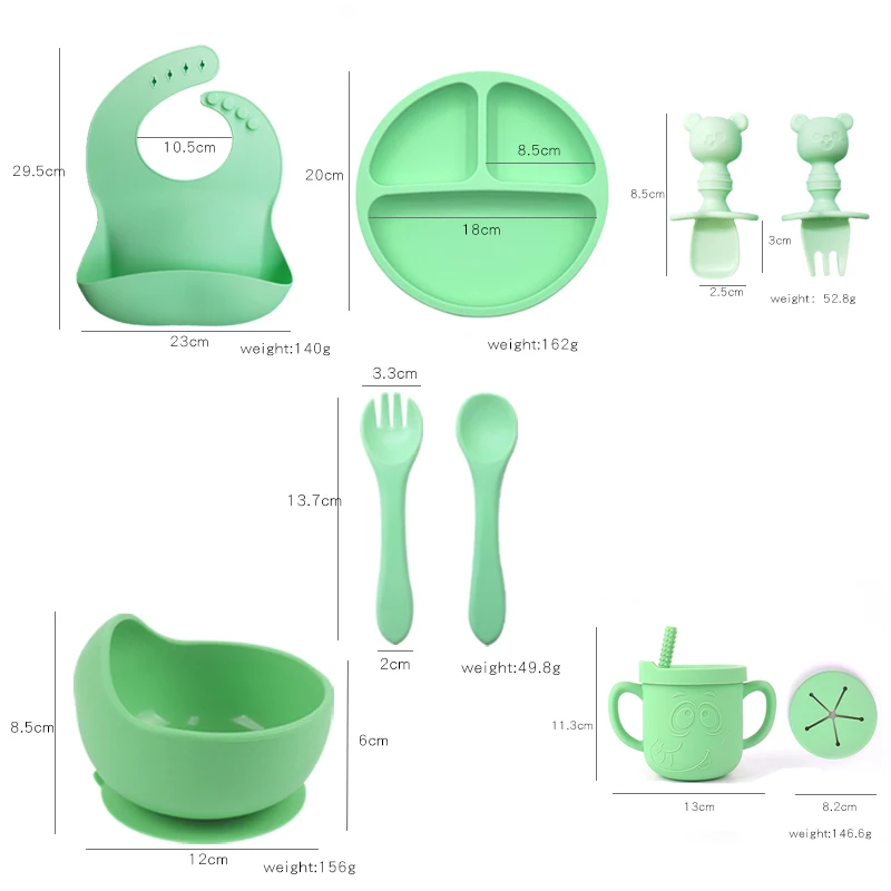 BPA Free Eco-friendly Silicone Dinner Plate and Baby Feeding Set Modern Design with Suction for Kids
