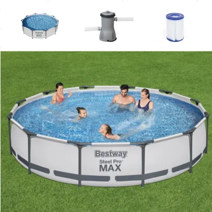 Bestway 56416 steel pro frame pool Folding stable water game swim pool wholesale adult plastic swimming pool