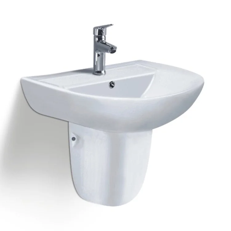 Ceramic wash hand hanging semi-pedestal sinks