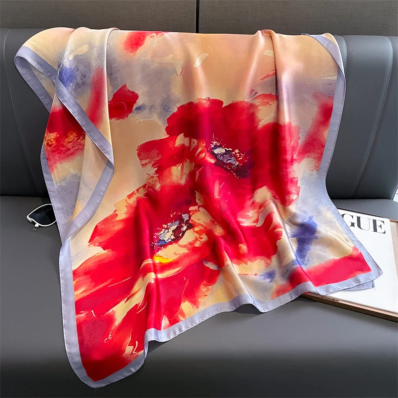 traditional Vacation colorways Modern 90*180cm Womens vibrant silk scarf country