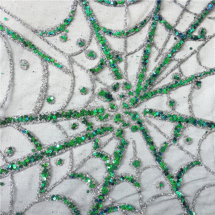 Spider Web Shape Bronzing Glue Sequins Tulle Fabric For Evening Dress