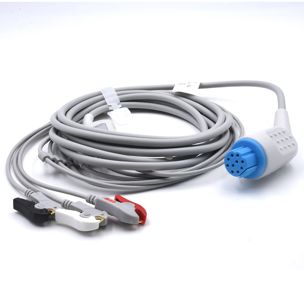 OEM Service Compatible for Datex Ohmeda Cardiocap I II ECG Cable 3 Lead Clip AHA