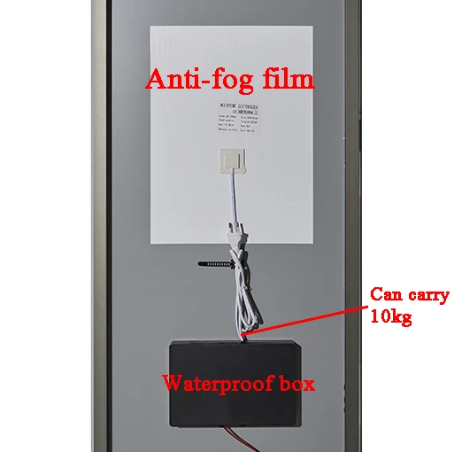 Smart Touch Screen Bathroom Defogger Anti-water Led Mirror With Time And Temperature