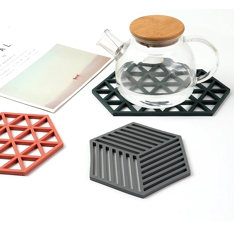 Tabletex 2020 New design new material environmental TPR rubber hot pot mat and coasters hexagon cup mat decoration mat