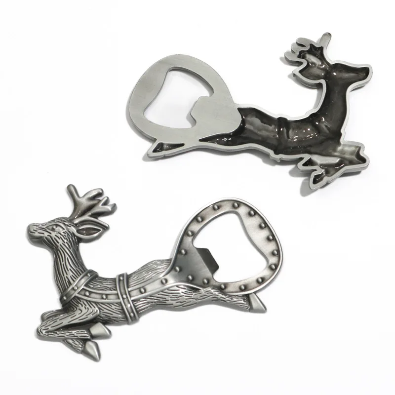 Wholesale Portable Retro Bottle Opener Zinc Alloy Animal Beer Bottle Opener Fridge Magnet Elk Metal Beer Opener For Kitchen Tool