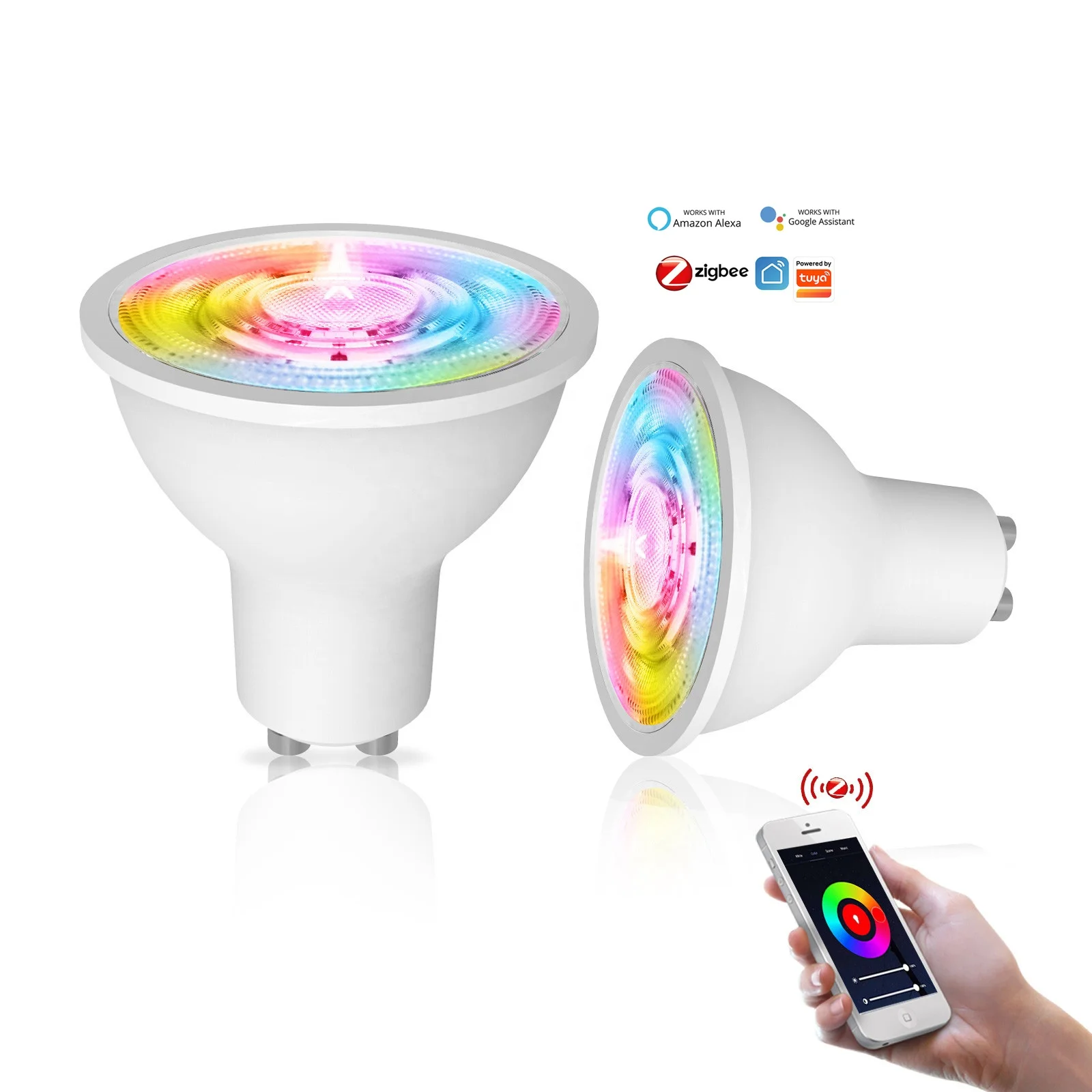 Умные светодиодные лампы Tuya ZigBee 3 0 GU10 RGB C + W белые с регулируемой яркостью 5 Вт умные управлением через приложение работают Alexa/Google