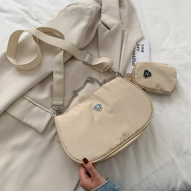 ladies fashion nylon shoulder luxury bags women hand blue dark shoulder bag wholesale nylon small crossbody sling bag women