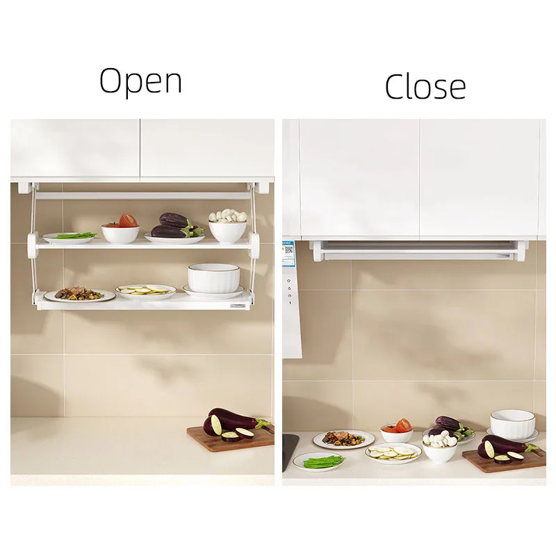 Складная стойка для хранения выдвижная Двухярусная полка шкафа посуды подвесной стеллаж кухонного органайзера