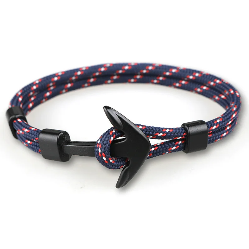 Nautical Rope Bracelet Anchor Charm Braided Nylon Cord Wristbands Bracelet For Men and Women