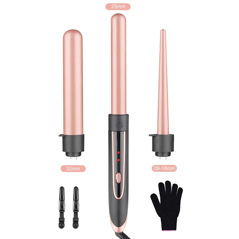 Meinuo 3 in 1 LED display Hair Curling Wand curler tong for home use