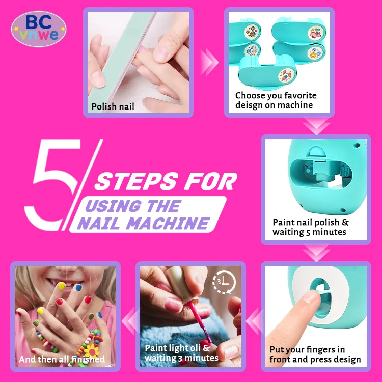 Wholesale Kids Birthday Gift Pretend Play Preschool DIY Cosmetics Game Girls Nail Salon Toys Kids Toy Nail Polish Toy