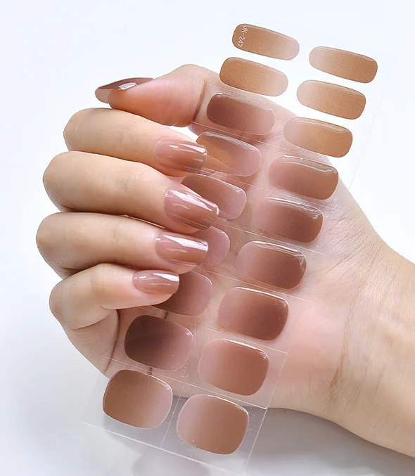 2023 Hot Selling OEM Private Label gel nail sticker Art Design semi-cured Uv Gel Nail Art Polish Wrap Strips With Lamp
