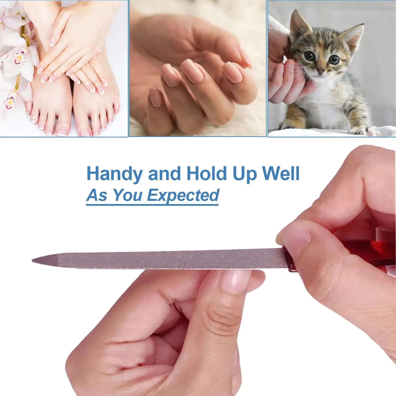 2024 Bulk 15.2cm Sharp Pointed Tip Non Slip Handle Diamond Finger Nail Filers Metal Nail File