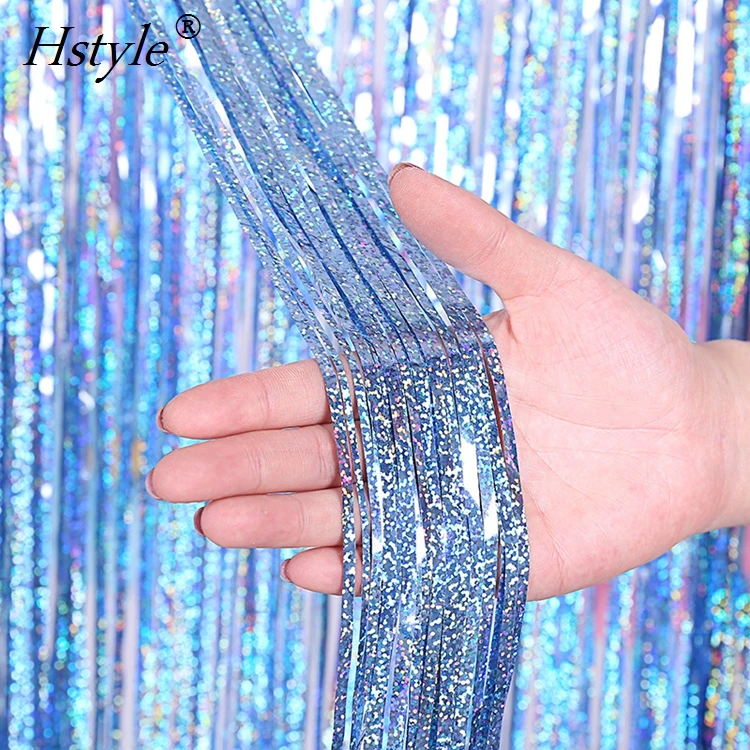 1*4M Laser Curtain Photographing Background Foil String Shimmer Backdrop Garland Curtain For Wedding Party Decor SD011