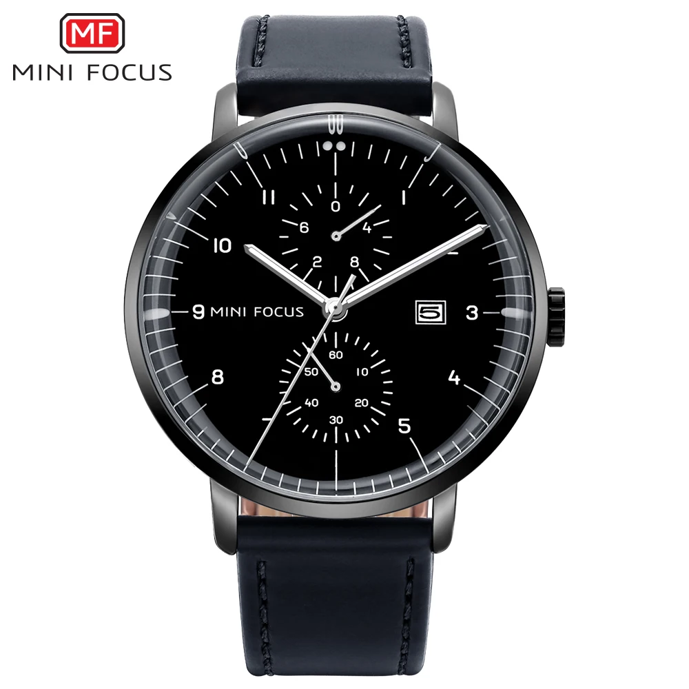 
Mini Focus MF0052G Top Brand Luxury Mens Watches Quartz Watch Men Calendar Business Leather Watch Relogio Masculino 