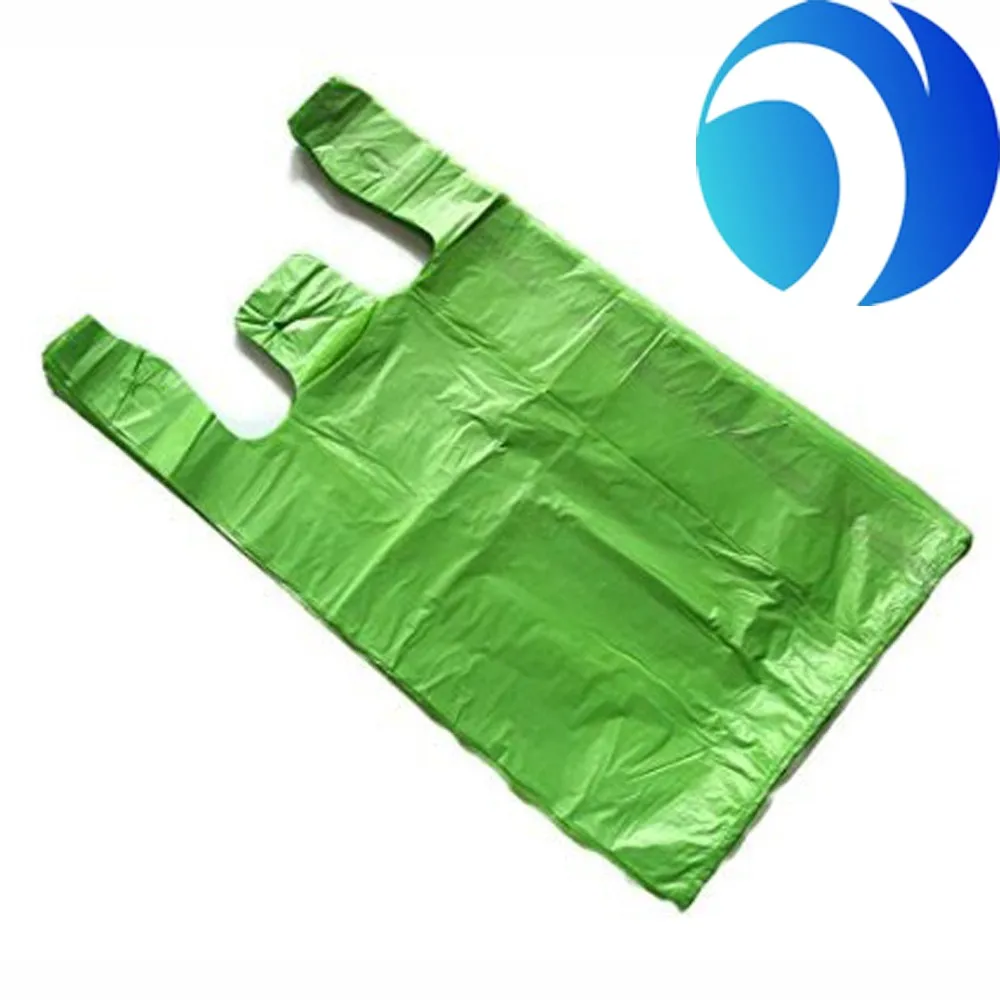 Shopping Bag HDPE Ldprubberpbatblackom Logo Prinplasticrn Starch Supermarket Compostable T-shirt 100% Biodegradable Plastic