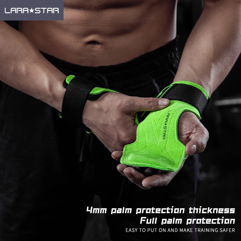 LS0733 Cowhide leather Material lifting straps Wrist Protect Gymnastics Handle Grip for Weightlifting Use