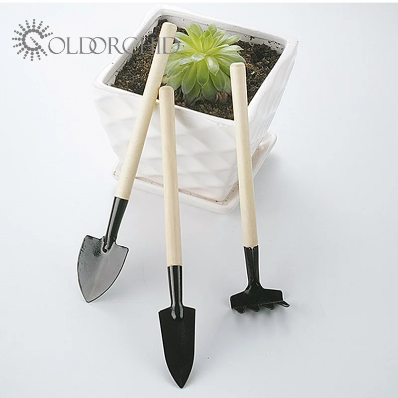 custom kids garden tools kit set wooden handle 3pcs hot children play garden set tool toys ShoveL Trowel Broom Rake