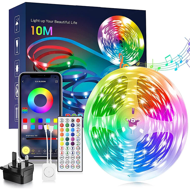 Оптовая продажа Водонепроницаемая Ip65 Rgb 12 В 2835 5050 smd 15 м смарт-синхронизация 100 10 цветная светодиодная лента меняющая светодиодные полосы света