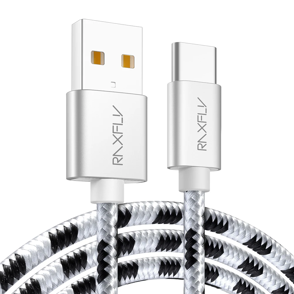 Free Shipping 1 Sample OK RAXFLY 0.5m 1.2m 2m Type Fast Charger Cable Nylon USB Data Cable