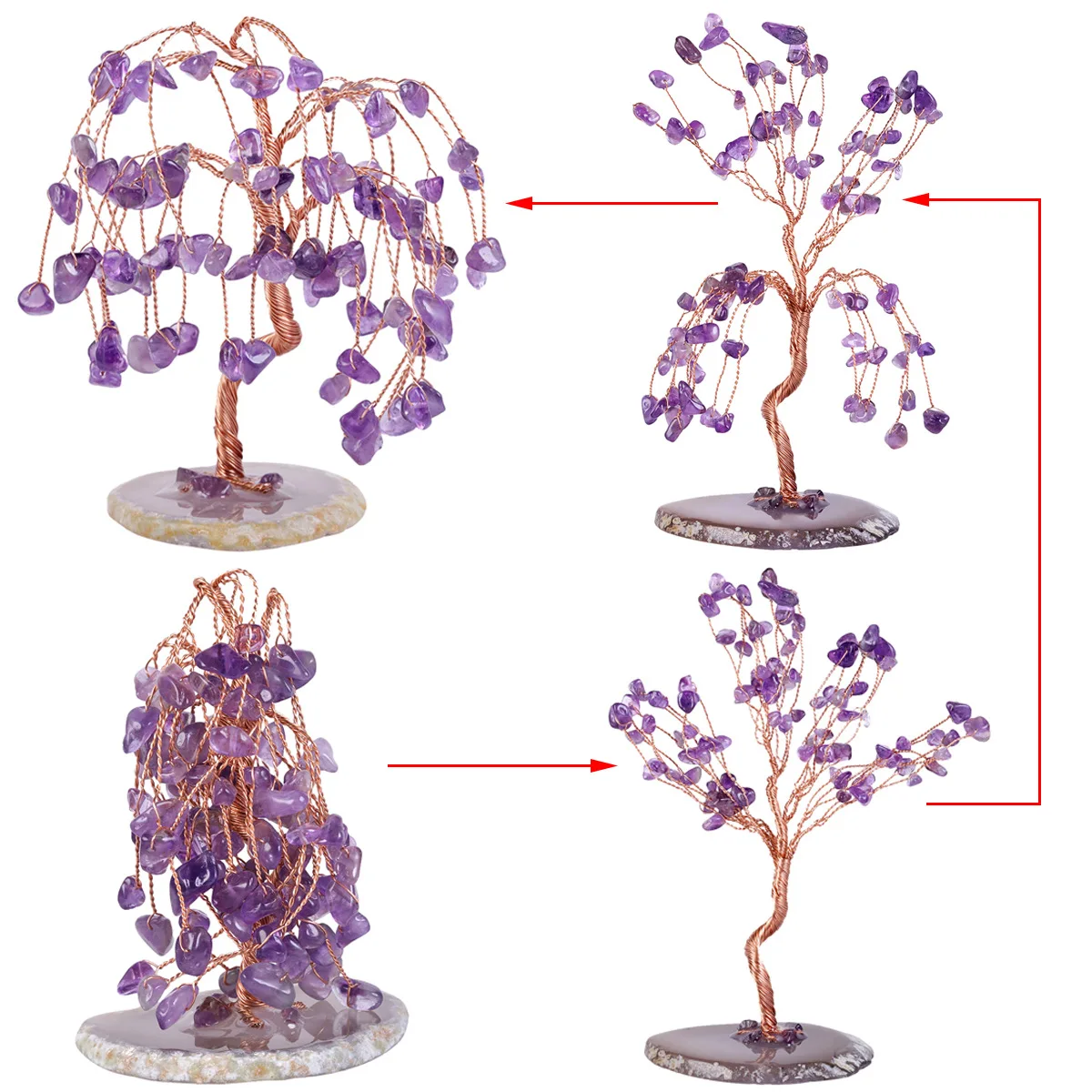 Customization Natural Gem Crystals Healing Stones Hand Made Lucky Crystal Tree for Christmas Decoration