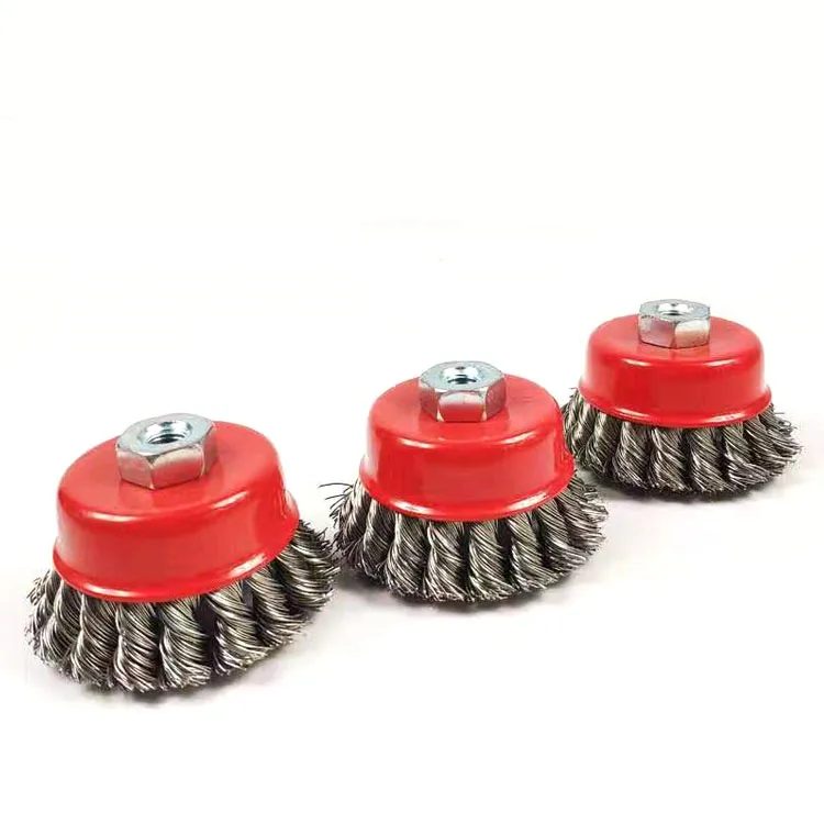 Industrial Cup Circular Drill Brushes Crimped Brass Wire 75mm With Hex Bolt