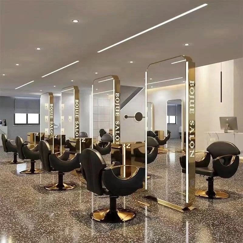 Modern new Barber Hair Salon Styling Mirror Station Double Sided With Storage