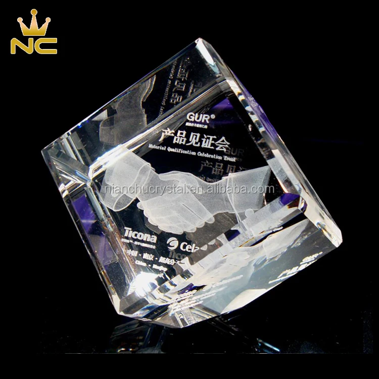 
Square Beveled Glass Paperweight Gift K9 Crystal Cube 3D Laser 