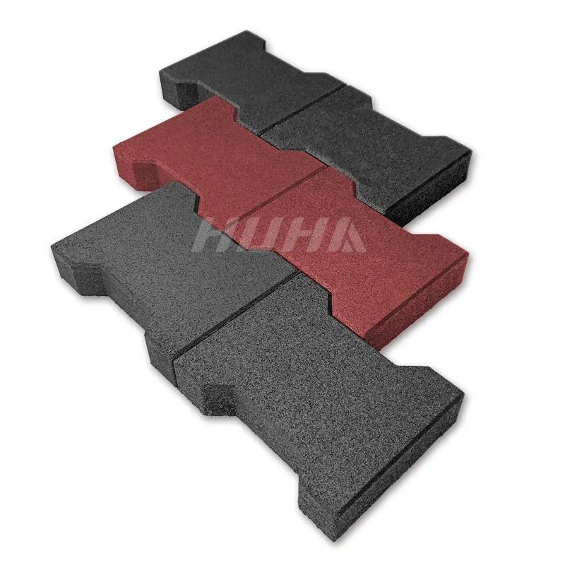 Seal-Ready Speckled Interlocking Gym Rubber Flooring Mat Dog Bone Shape Rubber Tile for Exercise and Pets Horse Stable