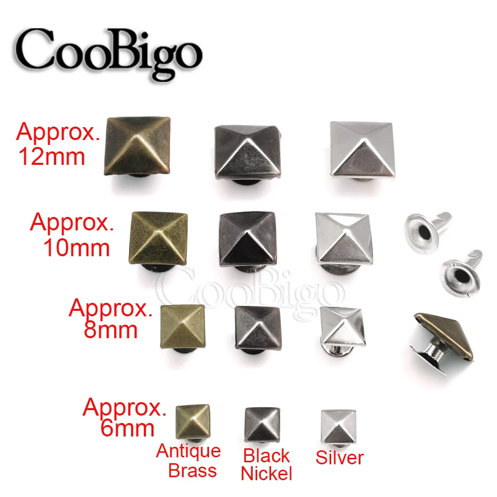 500Sets Pyramid Cap Rivets Stud Square Rivet Base Spikes Punk Garment Clothes Hat Shoes Leather Cap Bag DIY Craft Accessories