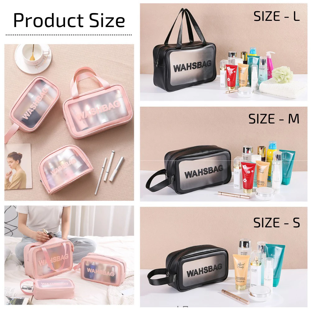 Hot Sale Clear Pvc Makeup Bag Large Tpu Toiletries Cosmetic Bag Make Up Pouch Transparent Washing Bags for Travel Organizer