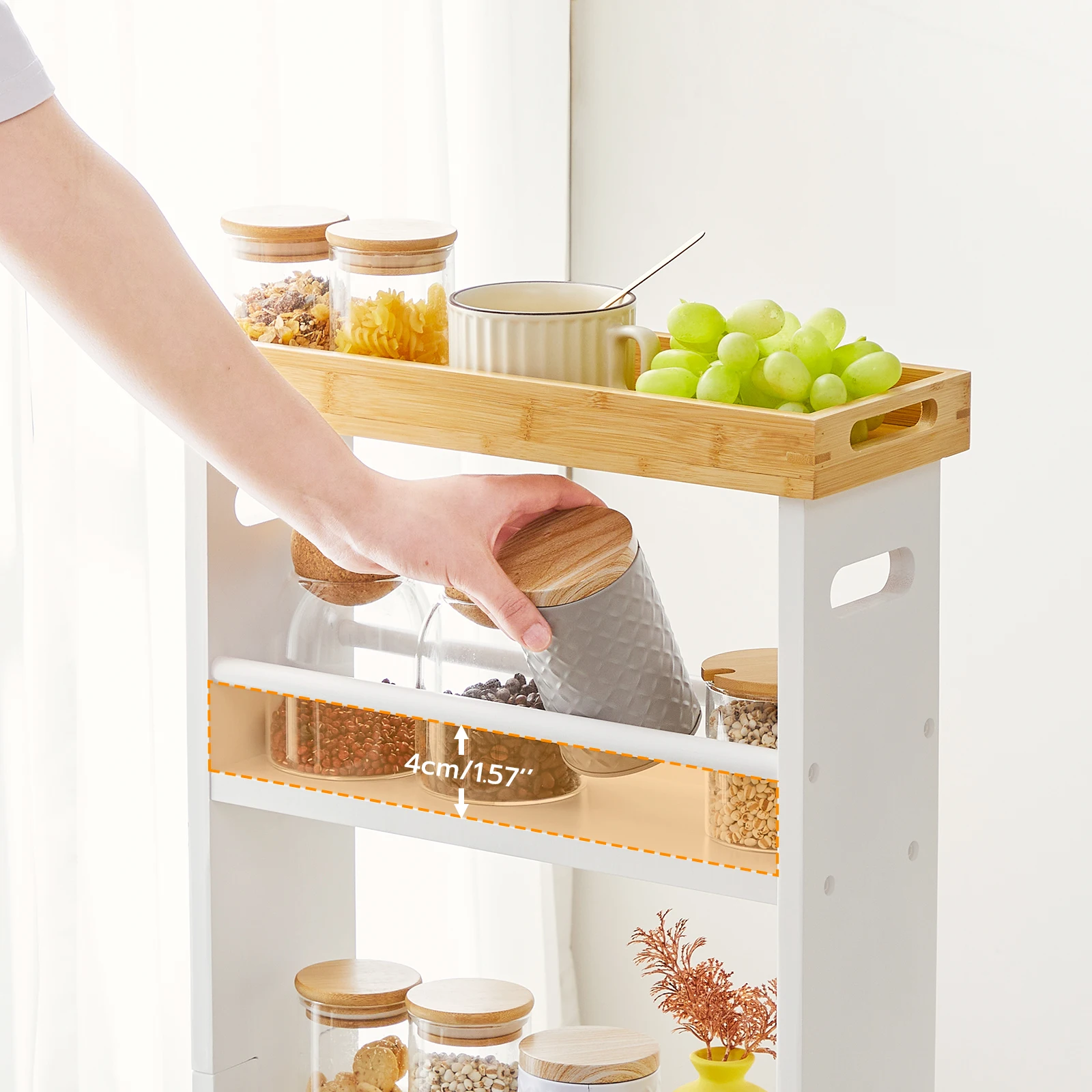 Wholesale Narrow Kitchen Carts, HOOBRO Brand Ultra Slim Kitchen Rolling Cart, Skinny Kitchen Storage Trolley on Wheels