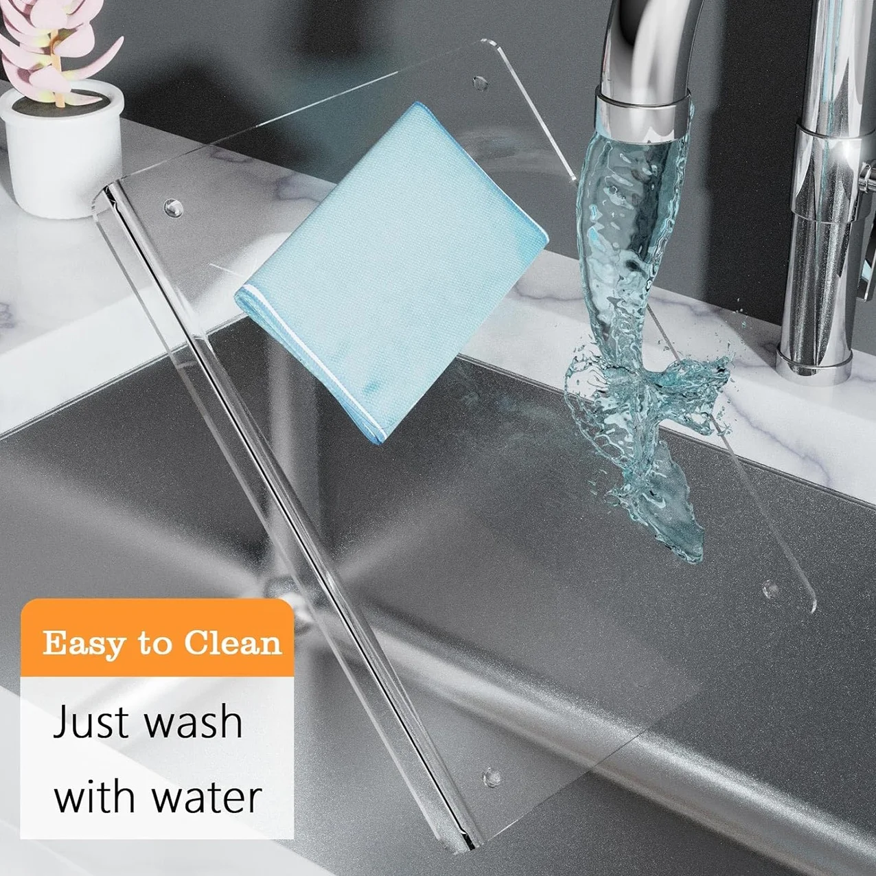 Food safe Anti-Slip Transparent Acrylic Cutting Board with lip chopping board for Kitchen Countertop