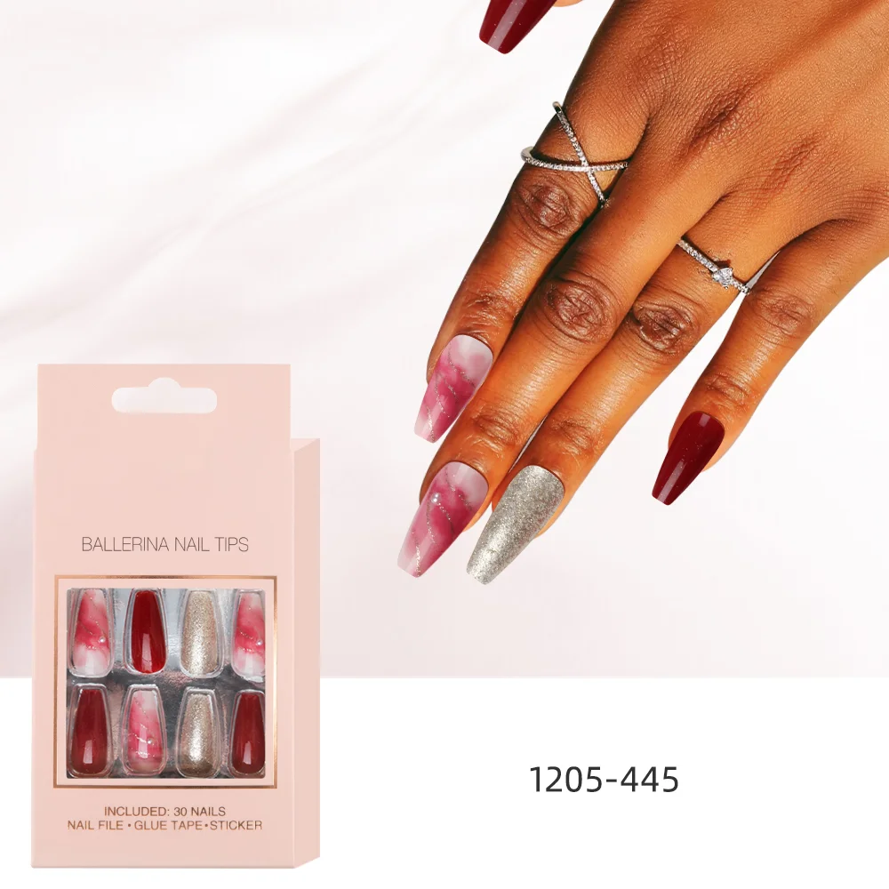 solid matte Almond Tapered Gel-Nail X Customize Logo Stiletto French Full Cover Nail Tips With White Box Packing