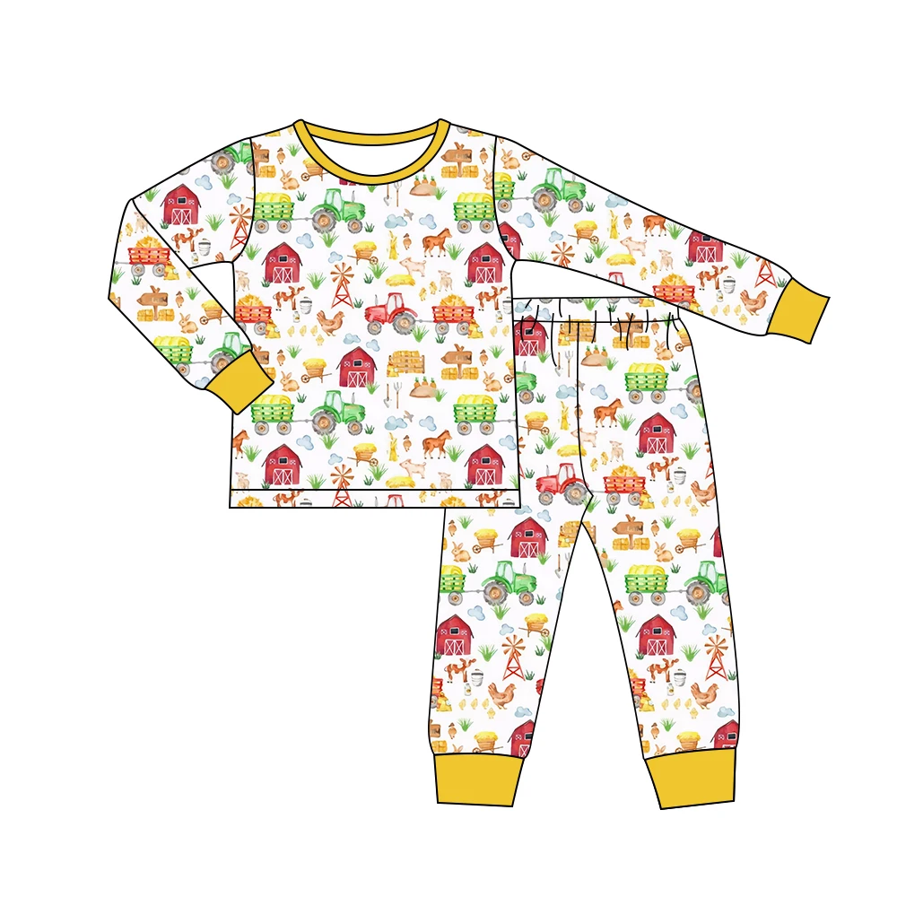 Children boutique home wear pajama pink pig long sleeve suit kids night wear baby autumn winter pajamas