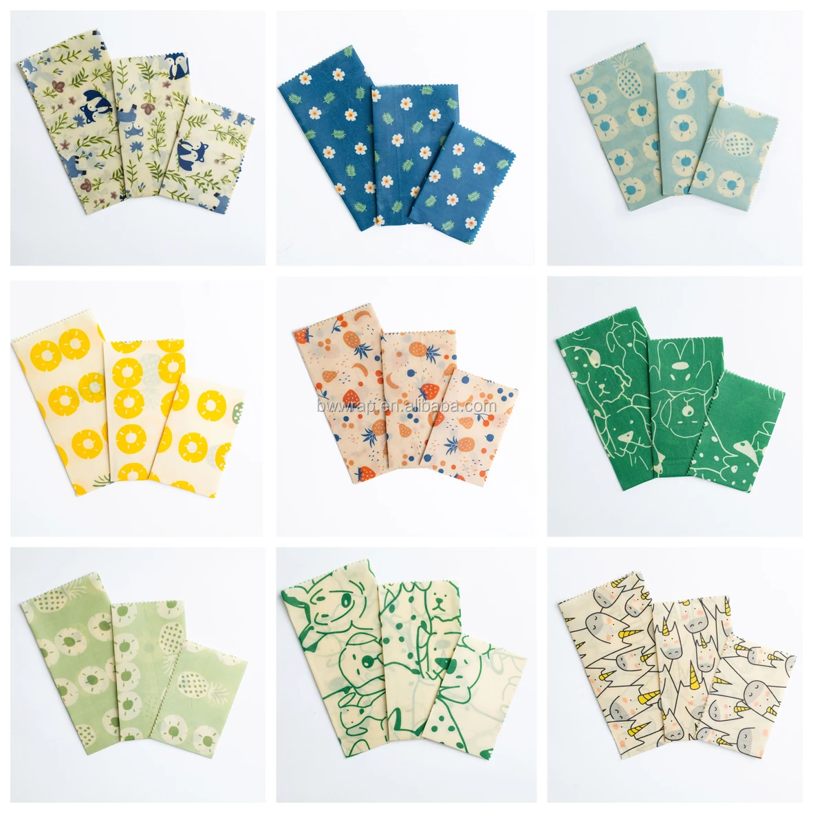 
Eco friendly beeswax Assorted 6 beeswax food wrap custom set 