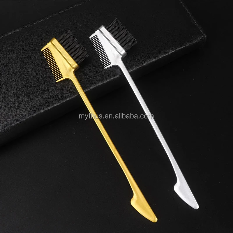 Three Double Sided Gold Edge Brush New 3 In 1 Edge Control Brush Hair Comb Eyebrow Brush Smooth Comb Bulk Wholesale For Curly