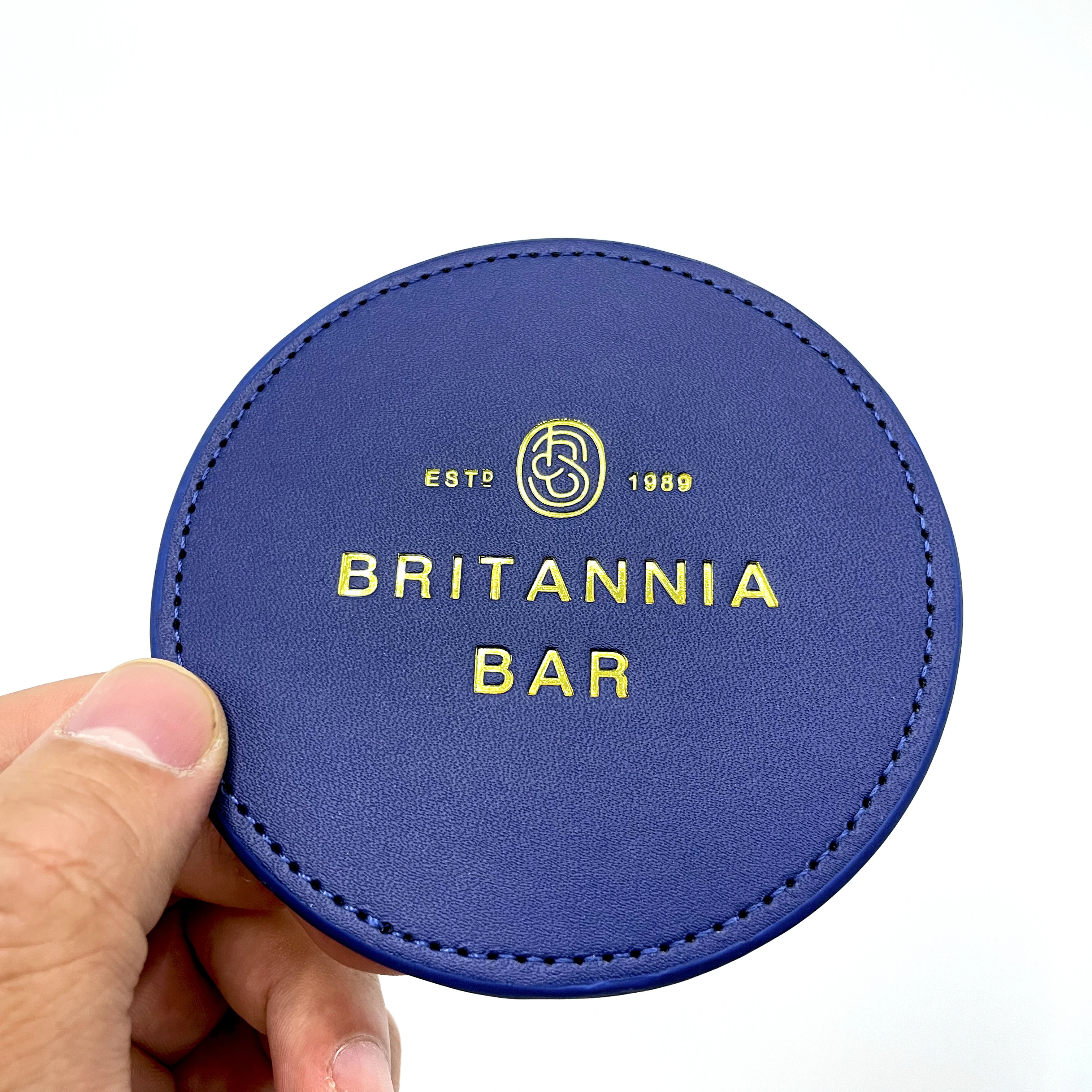 Bulk Heat Resistant Hotel Colorful Coffee Drinks Tea Cup Mat New Design Hot Pressing with Gild Logo PU Leather Coaster Set