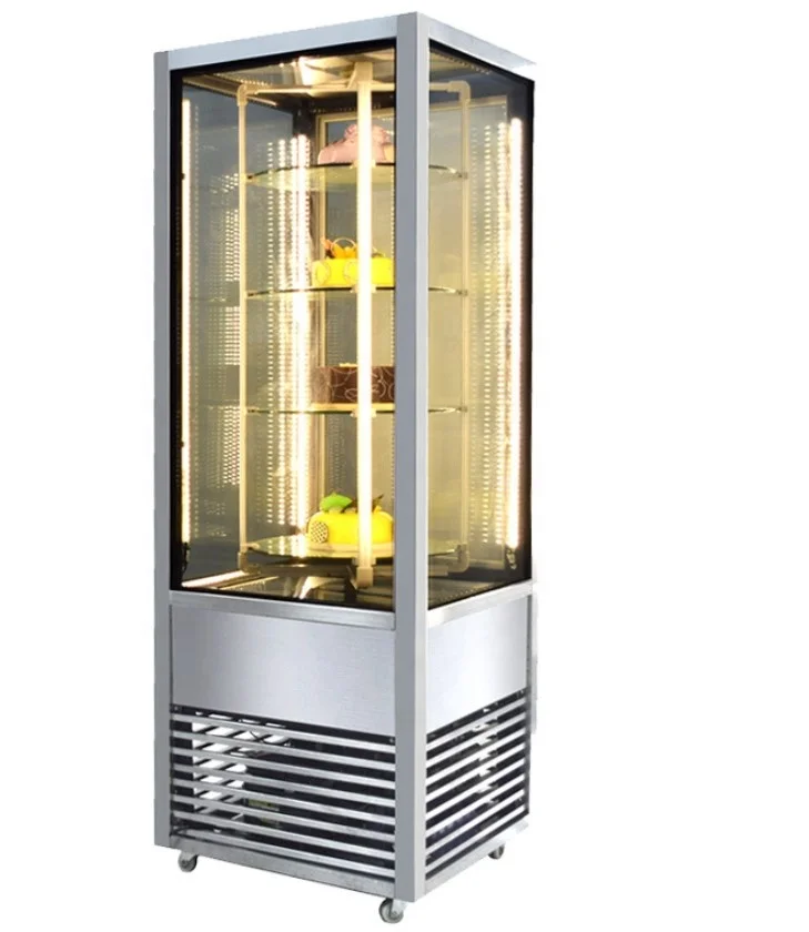 Rotating system Bakery vertical  display Refrigerator / Cake Bread upright glass showcase Chocolate fridge