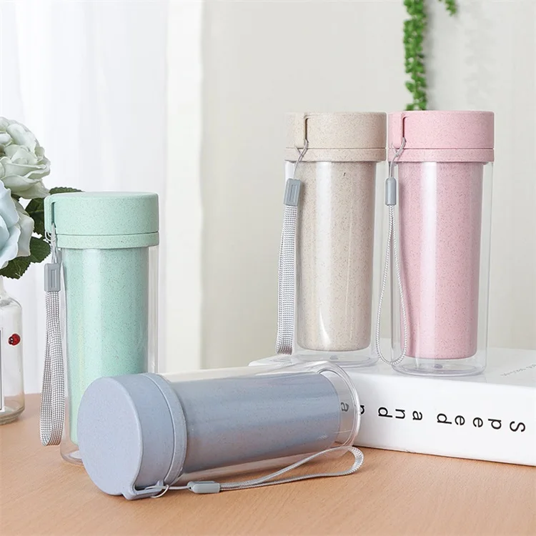 Factory wholesale wheat straw environmental protection material double-layer plastic water cup