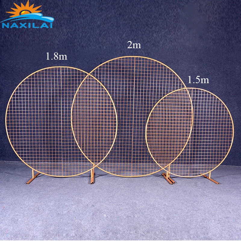 NAXILAI High Quality Hot Selling Gold Color Flower Wall Stand Frame Gold Mesh Backdrop Stand
