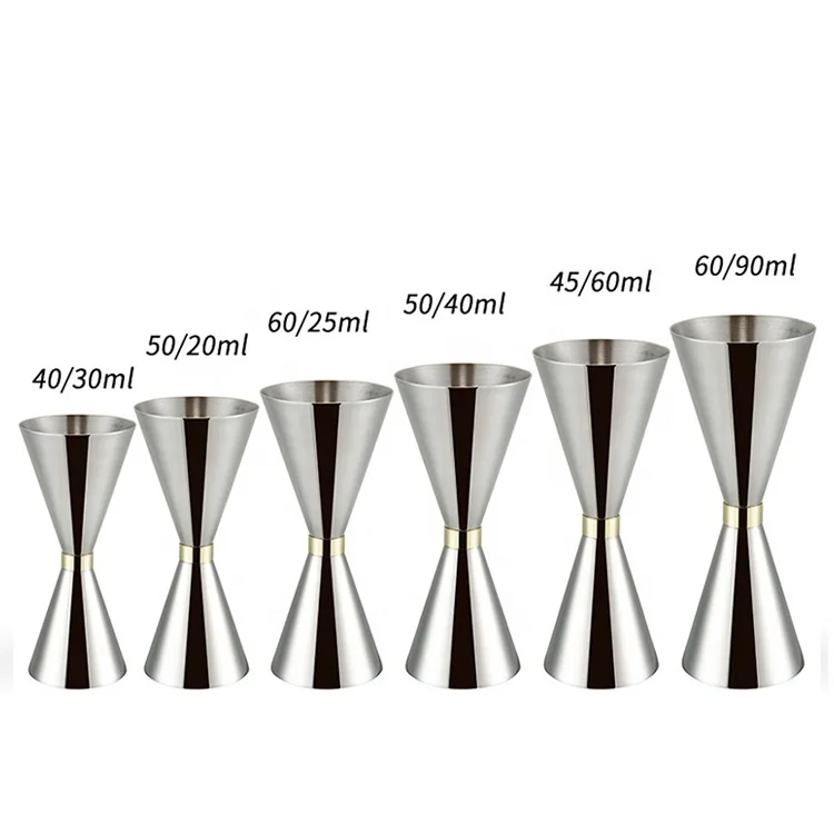 Mr Slim Double-End Japanese Jigger 30/60ml Copper Plated Stainless Steel Cocktail Measuring Cup Bar Shaker