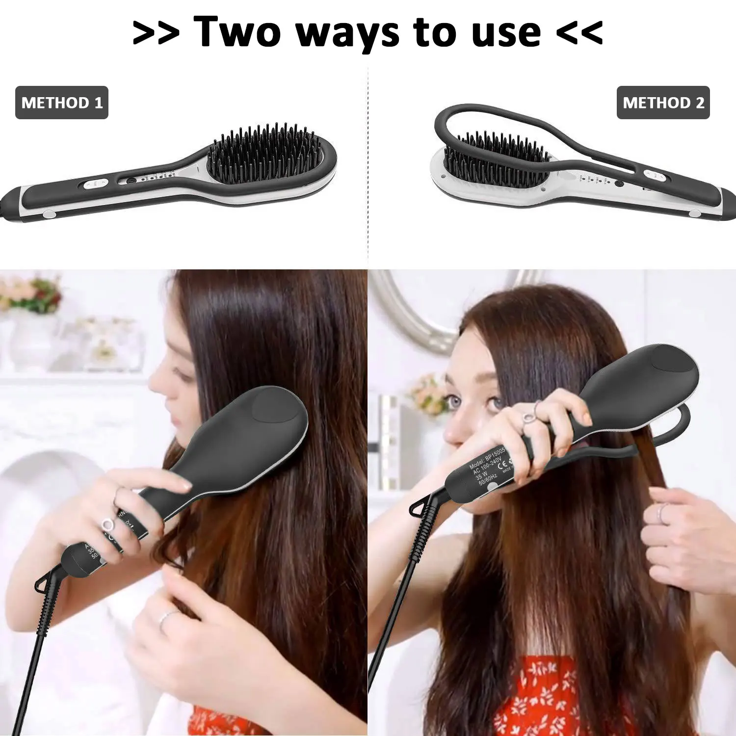 Wholesale Professional electric hair brush hair iron straightener Hot Comb with ion with clip 2 in 1