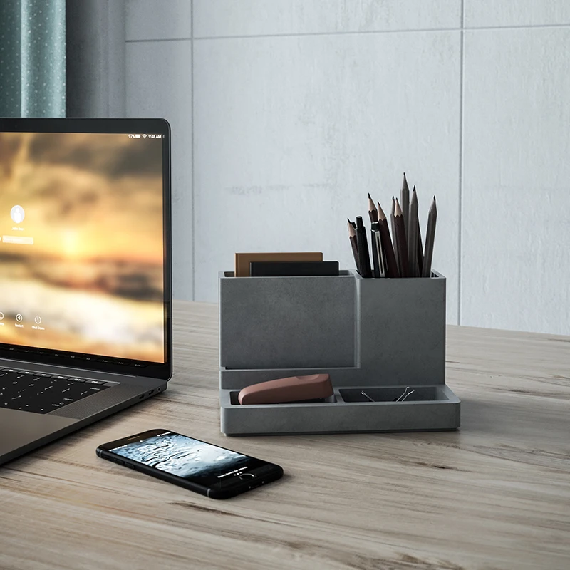 High Quality Custom Wholesale custom pen holder concrete containers office stationery supplier