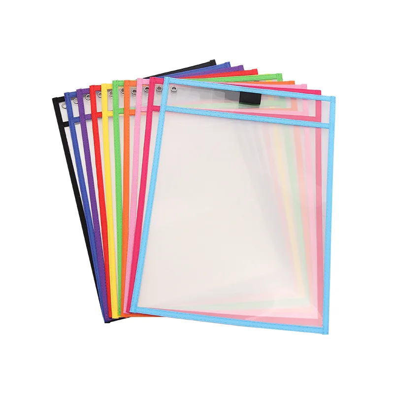 Dry Erase Pockets Reusable Dry Erase Sleeves with Marker Holder Colorful Dry Erase Pocket Sleeves for School or Work Assorted