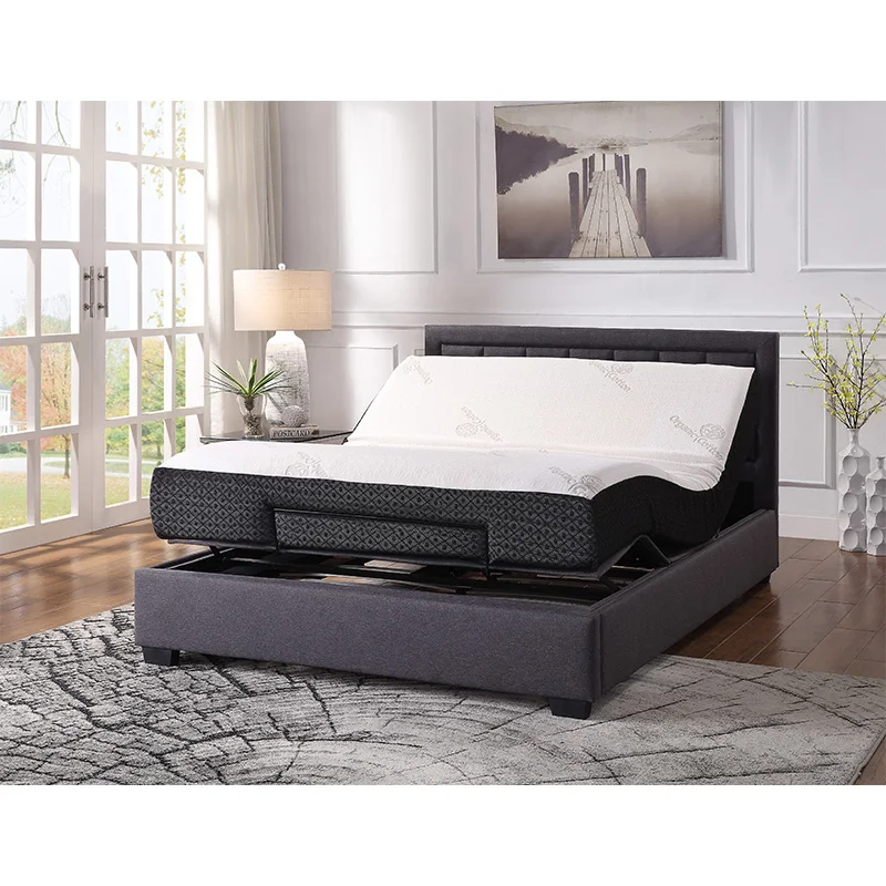 2020 new design electric adjustable multiple usage king size fabric queen wireless tatami bed base frame