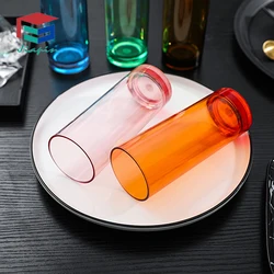 Restaurant Cups 12oz colorful unbreakable Plastic water glass plastic tumbler cup pc straight tumbler hill ball glass