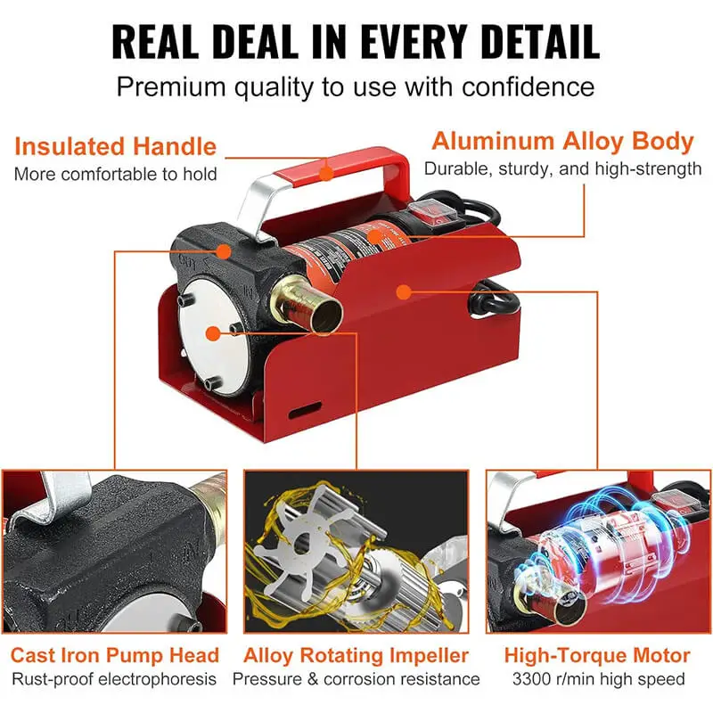 Portable DC12V/24V 40LPM Flow Rate Self Priming Electric Diesel Fuel Transfer Pump with Heavy Duty Cover