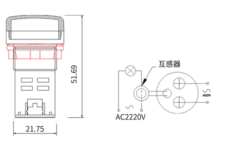  AC 0-100A V + a Hz светодиодный индикатор частоты 22 мм квадратный цифровой вольтметр и