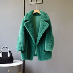 Custom Made Wholesale Loose Long Lamb Fur Poncho Cape Fashion Winter Women Lamb Sheep Wool Fur Coat